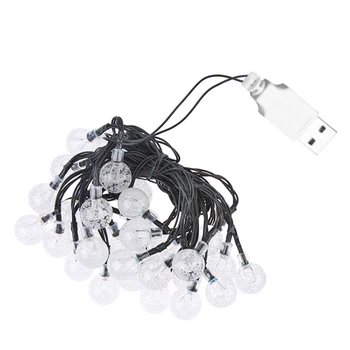 LED Krištolo Rutulį String Žibintai USB Stiklo Burbulas Kamuolys Pasakų Girliandą Lempos Kalėdų, Vestuvių Šventė Šalies Apdaila