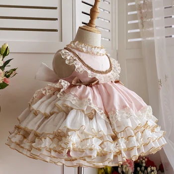 Vaikai Lolita Princess Dress Ispanija Vaikų Aprangos, Vaikams, Suknelės Mergaičių, Merginų Grupė Kalėdų Eid Suknelė Gėlių Mergaitės Suknelė
