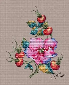 Rožės ir raudonos spalvos vaisiai 27-32 kryželiu rinkinys aida audinys 18ct 14ct drobės, medvilnės siūlai siuvinėjimo rinkiniai 