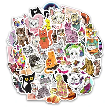 50pcs/maišas Lipdukas No-Repeat Animacinių filmų Cute kačių Žaislas Vaikams, Neperšlampami 
