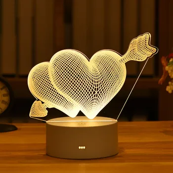 Naktį Šviesos diodų (LED 3D Meilės Akrilo Lempos Valentino Dienos Dovanų Baby Shower Gimtadienio Triušis Velykų Dekoro šviesos