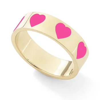 Mados Minimalistinio Širdies Piršto Žiedai Moterims Vestuvių Žada Aukso Spalvos, Estetinės Kietas Žiedas Mergaičių Paauglių Unikalia Spalvinga Žiedas