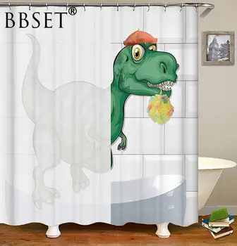 Juokinga Dinozaurų Dušo Užuolaidos Įdomus Animacinių filmų Dinozaurų Modelis Vandeniui Multi-dydis Douchegordijn Vonios kambarys Dekoro su Kabliukais