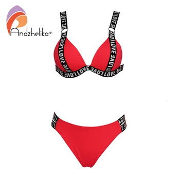 Andzhelika Naujas Moterų Bikini maudymosi kostiumėlis Triangle String Seksualus Brazilijos Apynasrio Maudymosi kostiumai Tvarstis Dviejų dalių Paplūdimio Maudymosi Kostiumai