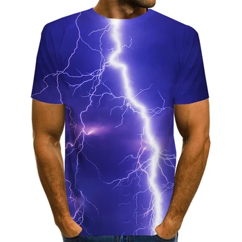 2021 naujas 3D spausdinimo T-marškinėliai, vyriški marškinėliai trumparankoviai žaibo spalvinga serija gatvės stiliaus vasaros T-shirt