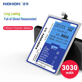 NOHON Baterija BM35 BM36 BM22 BM45 BM46 Už Xiaomi Mi 5 5S 4C Redmi Pastaba 2 3 Pakaitinio Telefono Bateria Didelės Talpos + Nemokamas Įrankiai