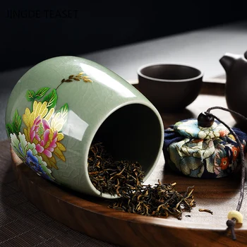 1PCS rezervuarų, arbatos, konservai keramikos oolong arbata kelionės Arbatos Dėžutės Kinų porceliano Nešiojamų arbatos caddy kavos filtras