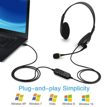 USB Žaidimų Ausinės Multi-Key Kontrolės Skambučių Centro Triukšmo Panaikinimo Laidines Ausines HD Mikrofonas PC /Laptopa/Kompiuterio