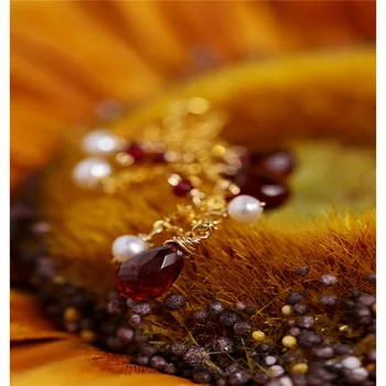 DAIMI Gypsophila granatas apyrankę brangakmenių moterų originali 18K yellow gold gėlavandenių perlų spalvos lobis papuošalai dovana