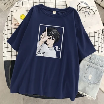 Japonų Anime Death Note Išlikimo Žaidimas moteriški Marškinėliai Mados Minkštas trumpomis Rankovėmis Vasarą Tinka T-Shirt O-Kaklo Atsitiktinis Marškinėliai Topai