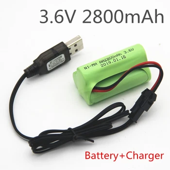 3.6 v 2800mah ni-mh akumuliatorius su USB Įkroviklis nimh baterijos recargables 3,6 v pack aa dydžio ni-mh rc automobilių žaislas įrankiai modelis