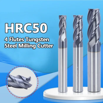 4 Fleitos HRC50 Solide Karbido Pabaiga Malūnas 1-10mm Volframo Plieno Pjovimo Frezavimo CNC Apdirbimo Centras Pjovimo Įrankiai - 