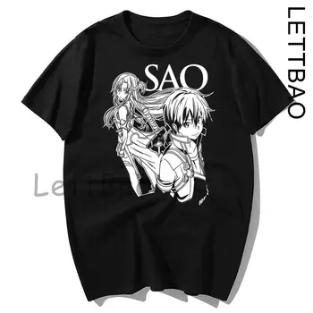 Sword Art Online Anime T-Shirt 2021 Labai SAN Tee Marškinėliai Žmogus Vasaros Gražus O-kaklo Viršų Tee Įdomus Mados trumpomis Rankovėmis Vyrams Spausdinti - 