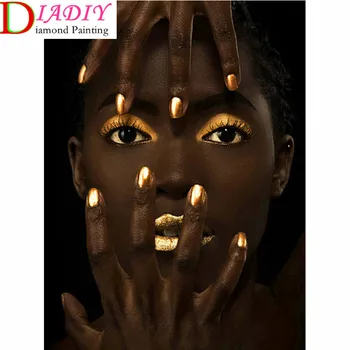 Juoda Balta Afrikos Moteris 5D Diamond Tapyba Visą Kirsti Dygsnis Mozaikos Abstrakčiai Nude Girl Diamond Siuvinėjimo Namų Kambario Dekoro Meno - 