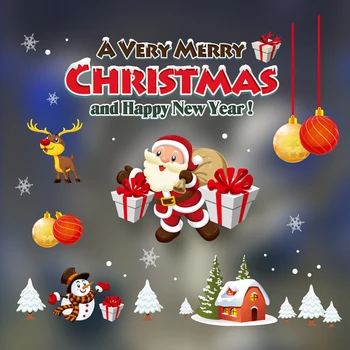 Linksmų Kalėdų Sienų Lipdukai Kalėdų Senelio Elnių Snaigės Lango Stiklo Sienos Lipdukai Naujųjų Metų Namų Puošybai Freskomis - 