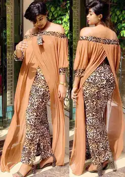 Moterų Mados Klasikinis Dizainas Afrikos Drabužius Dashiki Spausdinti Leopard Šifono Audinio Ilga Suknelė - 
