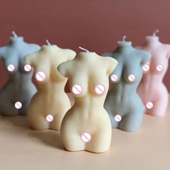 3D Kūno Žvakė Pelėsių Silikono, Vaško Liejimo Vyrų ir Moterų Dizaino Meno Kvepalų Žvakė Priėmimo Muilo Šokolado Tortas Minkštas Dekoravimo - 