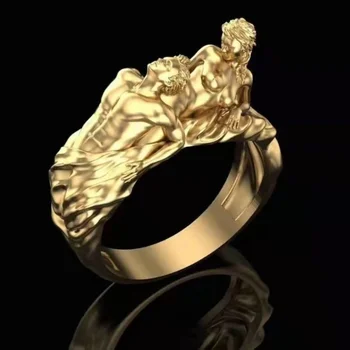 Exageración desnudo anillo para Dedo de mujer Spalva oro hombres cráneo gótico Punk figura de esqueleto anillo Hip-Hop, Rokas joyer - 