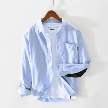 2021 m. pavasario ir vasaros naujų vyrų grynos Medvilnės workerwear stiliaus atsitiktinis kratinys ilgomis rankovėmis marškinėliai plonas kailis GA-Z150 - 
