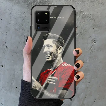 Futbolo Lewandowskis Futbolo 9 Telefono Grūdintas Stiklas Case Cover For Samsung Galaxy S Pastaba 5 6 9 10 10E 20 21 FE Plius Uitra Juoda - 