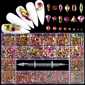 5000Pcs Super Set Multi-dydis Crystal AB Nagų Cirkonio Gręžimo pen Įvairių Formų 3D Nagai Meno Papuošalų, Aksesuarų SS4-12 - 