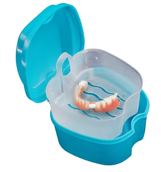 Dantų protezų Vonia Lauke Organizatorius Atveju Dantų dirbtiniai Dantys Laikymo Dėžutė su Kabinti Ju Konteineris Dantų Valymo Atvejais Dirbtinis Dėžės - 