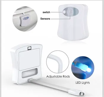Neapibrėžta Tualetas Naktį šviesos diodų (LED) Lempos Smart Vonios Žmogaus Judesio Aktyvuota PIR 8 Spalvų Automatinė RGB už unitazo Apšvietimas 2 - 