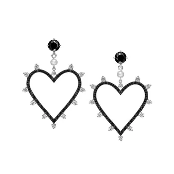 Mados juvelyrikos dizaino 925 sidabro inkrustacijos su AAAAA cirkonis temperamentas širdies formos auskarai moterims romantiška papuošalai - 