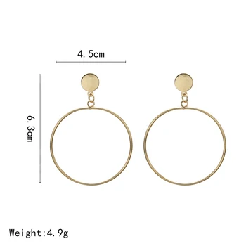 2021 Paprasta mados, padengtą aukso spalvos geometrinis dideli apvalūs auskarai moterų mados dideli, tuščiaviduriai lašas auskarai papuošalai - 