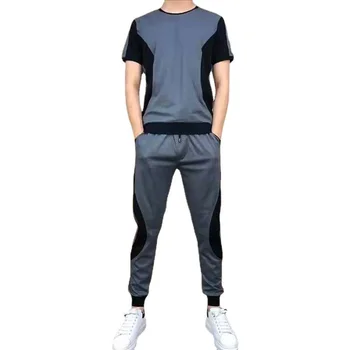 2021 sportinės aprangos kostiumas vyrų megztinis + bėgiojimo kelnės 2 komplektai vyrų fitneso veikia drabužiai, sportiniai, vyriški marškinėliai kelnės kostiumas - 