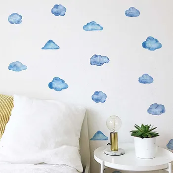 6pcs/set Blue Cloud Sienų Lipdukai Vaikų kambariai Kūdikio kambario, Miegamojo kambarį Sienų Dekoras PVC Sienų Lipdukai Namų Puošybai - 