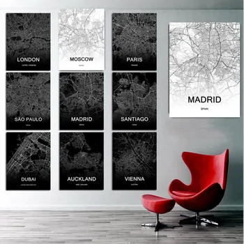 Juoda Balta Užsakymą Miesto Žemėlapį Plakatas Londone Maskvos Vienos Auckland Madrido 
