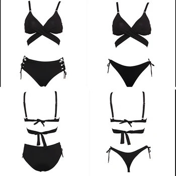 TATITIVS Push Up Kryžiaus Dirželis Tvarstis Bikini Nustatyti Moterų Seksualus, Trijų dalių maudymosi kostiumėlį 2021 Nauja Mergina Paplūdimio Maudymosi Kostiumai, maudymosi Kostiumėliai, - 