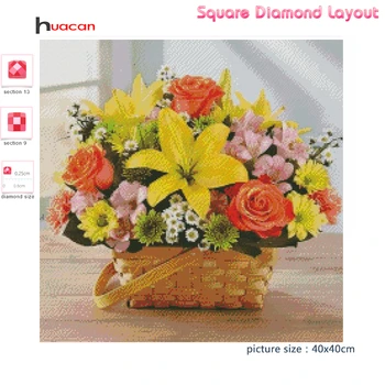 Huacan 5D Diamond Tapybos Vaza Gėlių Kryželiu Visiškai Gręžimo Mozaikos Diamond Siuvinėjimo Krepšelį Cirkonio Nuotraukos Home Art - 