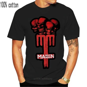 Marilyn Manson Kaukolė, Kryžius S M L XL Black T-Shirt - 