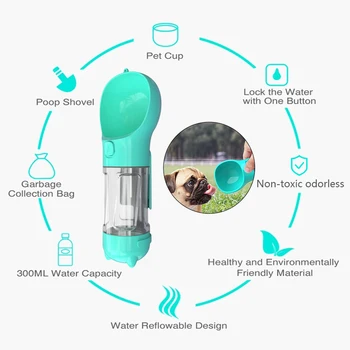 Nešiojamų šunelis Vandens Butelį, Multi-function, Vandens Dozatorius Maisto Finansuojančiojo Lauko Keliauti vandens rezervuarą Šuniukas Katės Naminių Produktų - 