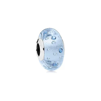 Naujas ovalo formos mėlynos ir baltos spalvos burbulas karoliukai tinka originalus Pandora žavesio sidabras 925 zawalcowany apyrankės gamybai 