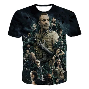 Hip-hop streetwear 3D spausdinimo vyriški T-shirt vasaros mados atsitiktinis siaubo serialas The Walking Dead viršuje drabužių 110/6XL - 