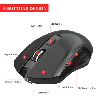 YWYT G851 Silent Wireless Mouse 1600 DPI 2,4 GHz, Nešiojamas Mini Žaidimų Pelės Laptop Notebook Biuras - 