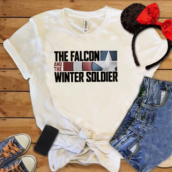 Falcon ir Žiemos Kareivis Marškinėliai Atsitiktinis Unisex marškinėliai Moteriška Atostogų Crewneck Tee Klasikinio Punk Moterų Hipster Viršūnės - 