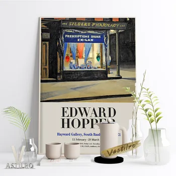 Edward Hopper Paroda Muziejaus Plakatą Nighthawks Retro Sienos Meno Tapybos Drobės Ryto Saulė Niujorko Filmų Galerija, Namų Dekoro - 