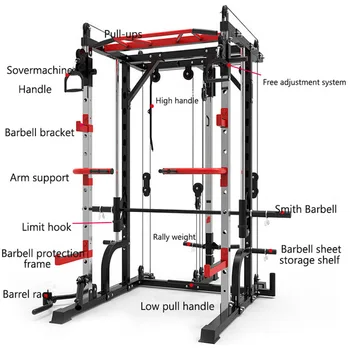 2021 Namų Treniruoklių Salė Didelės Fitneso Įranga Musculation Nešiojamų Smith Fitneso Mašina Treniruotės Įranga Klubo Traukinio Squat Rack Raumenų - 