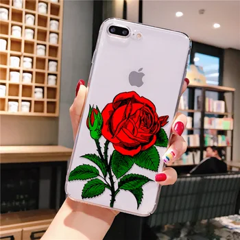 Rožių Gėlių Gėlių Mergaitė Telefono dėklas Skirtas iphone 12 XR 11 Pro Max XS MAX 8 7 6 6S Plus X 5 5S SE - 