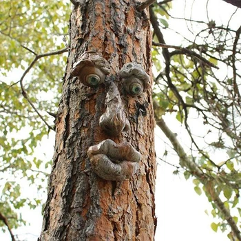 Vyras Tree Hugger Medžio Veido Apdailos 3D Veido Statula, Skulptūra Realus Kieme Meno Lauko Tree Hugger Sodo Dekoro Peeker - 