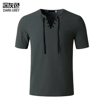 Vyrų Mados Atsitiktinis Kung Fu marškinėliai Medvilniniai Skalbiniai T-shirt Hip-Hop V-Kaklo Jogos Viršų - 