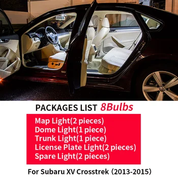 8x Automobilių Priedai, LED Lemputes, Interjero rinkiniai 2013 Subaru XV Crosstrek Žemėlapis Dome Kamieno Licencijos numerio ženklo apšvietimo Žibintas - 