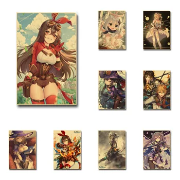 Pirkti 3 Gauti 4 Genshin serijos poveikį plakatai hd plakatas kraftpopieris anime mergina, plakatas, lipdukas namų dekoro studija kambaryje, baras, kavinė sienos - 