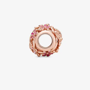 2020 Nauja 925 Sterlingas Sidabro Karoliukai ažūrinės figūrinių Rožinė Daisy Gėlių Pakabukai tinka Originalus Pandora Apyrankės Moterims 