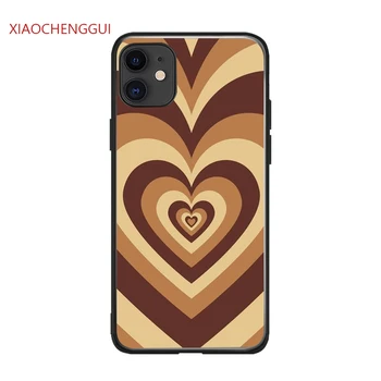 XIAOCHENGGUI 5S SE 2020 6 6S Silikono Guma Telefono Case Cover for iPhone 7 8 Plus X Xs 11 12 MINI Pro Max XR Meilė Širdies Rudos - 