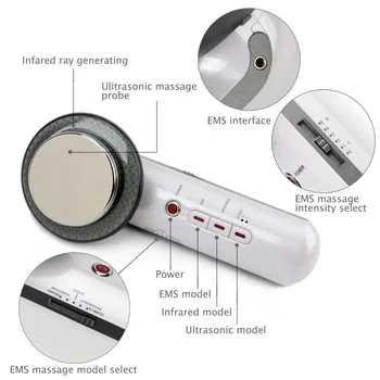 Kūno Lieknėjimo Ultragarso Massager 3 In 1 EMS Tens Elektrodų Pagalvėlės Svorio Riebalų Deginimo Mašina Infraraudonųjų spindulių Terapija Anti Celiulito - 